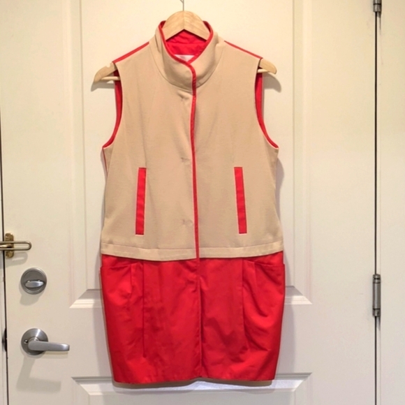 EUC Izzat Baba M Coral and Tan Snap Button Vest - SEE SIZE NOTES - Picture 3 of 9
